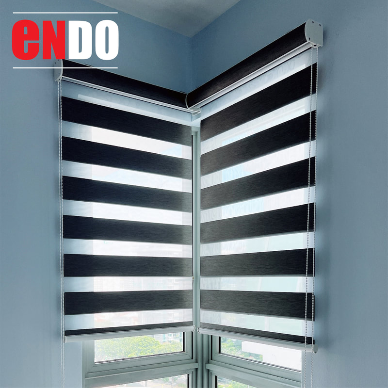 Korean blinds open mode - sheer stripes aligned for filtered light