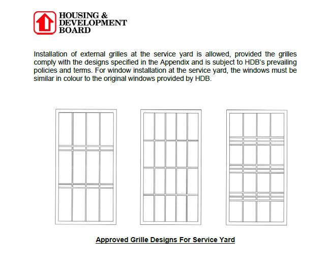 HDB approved aluminum window grille design