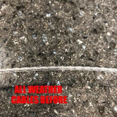 Close-up of All Weather Cable before burning test