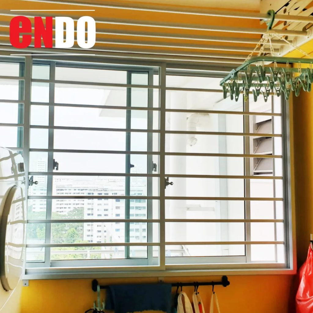  Aluminium casement window grilles installed in an HDB kitchen in Singapore