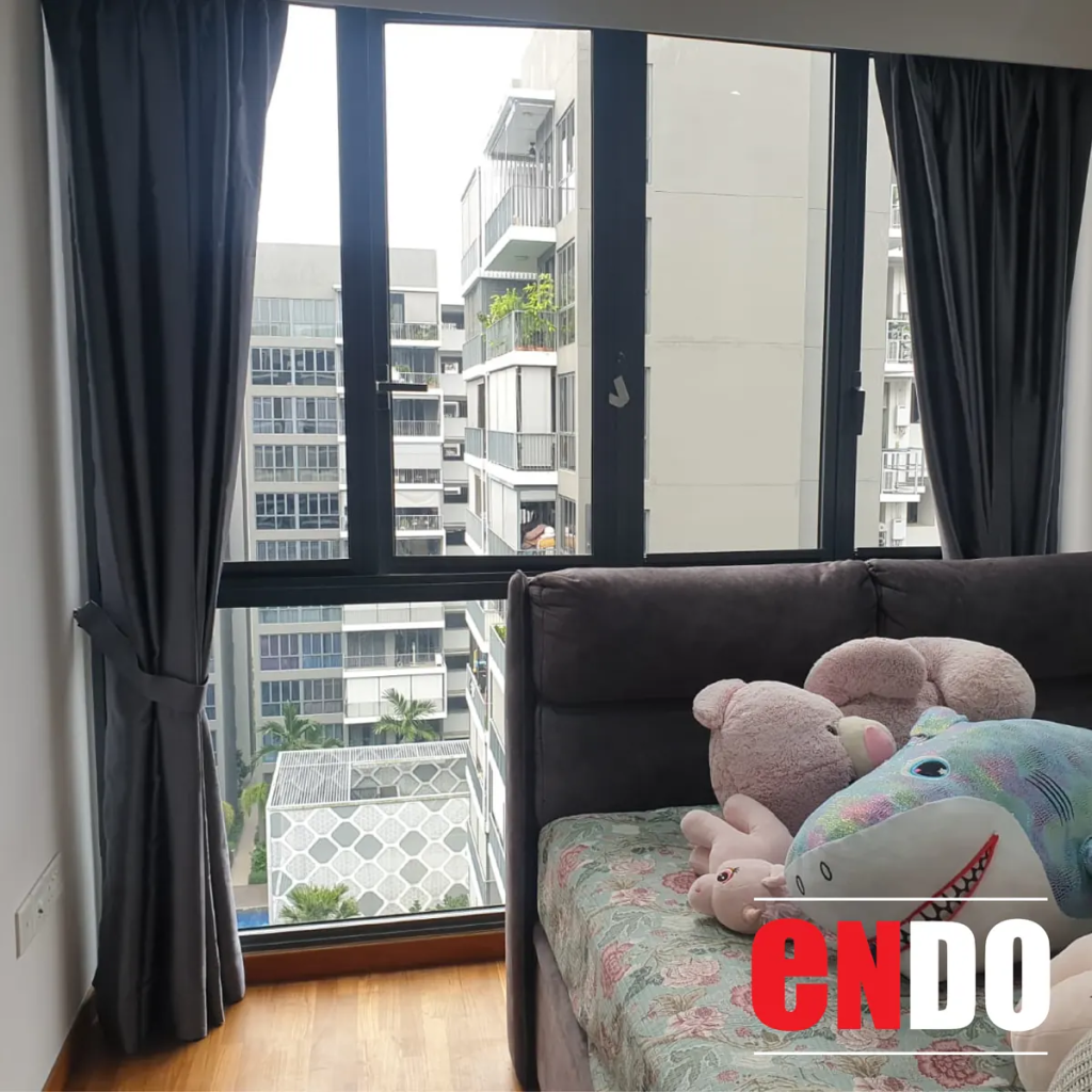 Charcoal night curtain in SIngapore Condo