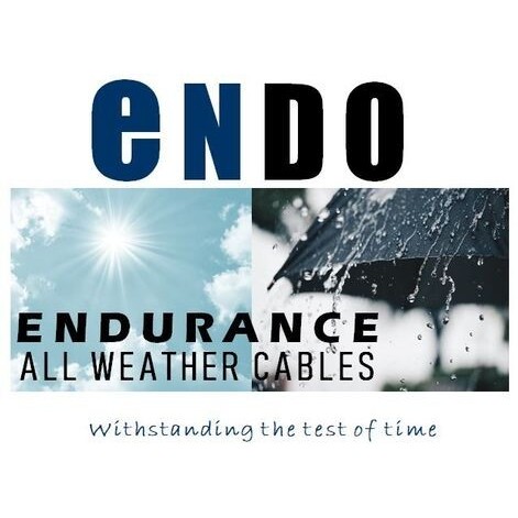 Endo All Weather Cables endurance banner with sun and rain imagery, "Withstanding the test of time"