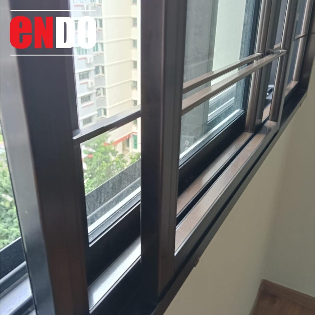 Close-up of Sleek Grille bars on sliding window track