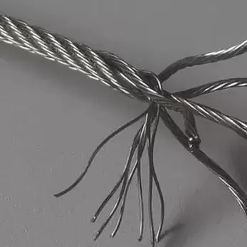 stainless steel invisible grille cable with frayed, exposed strands